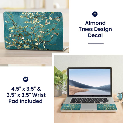 LSS Laptop 17-17.3" Skin Cover with Colorful Almond Trees Pattern for HP Dell Lenovo Apple Asus Acer Compaq - Fits 16.5" 17" 17.3" 18.4" 19" (2 Wrist Pads Free)