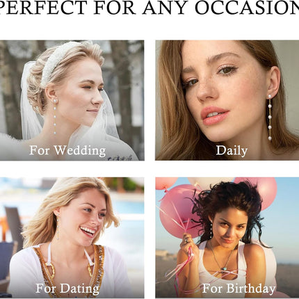 Pearl Earrings for Women, Gold Pearl Drop Earrings for Grils Boho Silver Dangle Earring as Wedding Gifts, Statement Bride Bow Earring Dainty Bow Jewelry, White Ball Prom Easter Accessories
