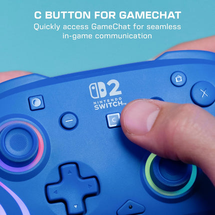 Turtle Beach Afterglow Wave Wireless RGB Gaming Controller - Officially Licensed for Nintendo Switch 2, Nintendo Switch/Switch Lite/OLED - TMR Thumbsticks, Customizable Lighting – Blue