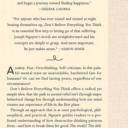 Don't Believe Everything You Think (Expanded Edition): Why Your Thinking Is The Beginning & End Of Suffering (Books By Joseph Nguyen)
