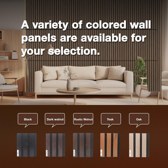 Wood Panels for Wall Color Samples Pack, Soundproof Wood Slat Wall Panel for Interior Wall Decor Noise Cancelling