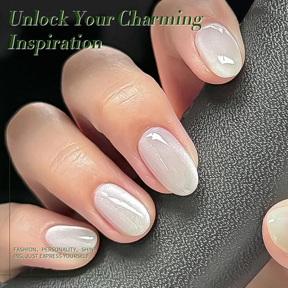 Milky White Cat Eye Magnetic Gel Nail Polish, 15ML - photo 3