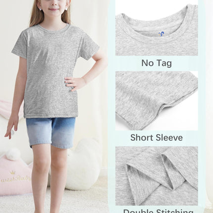 5 Pack Girls Shirts Short Sleeve T-Shirts Cotton Tshirts Tees Kids Clothes
