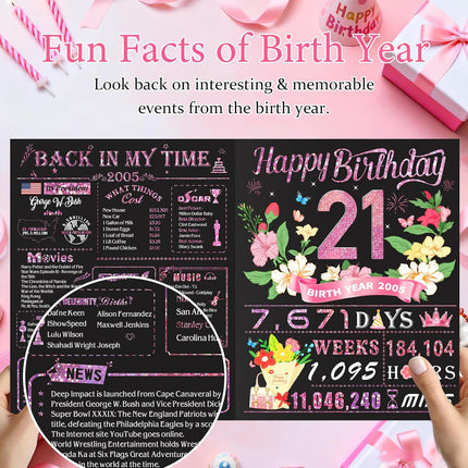 21st Birthday Card,3D Pop Up Funny 21st Birthday Decorations for Girls Granddaughter Sister,Happy 21 Year Old Birthday Gift for Daughter,Great 21Year Old Gifts Idea for Her,Jumbo Rose Glod In 2005