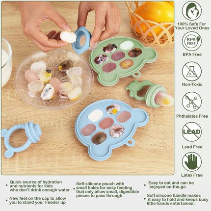 Baby Breastmilk Popsicle Molds & Baby Fruit Feeder (6 Pack), Infant Food Freezer Tray Storage Containers, Silicone Teething Pacifier Feeder and Teether for Babies,Babies Feeder