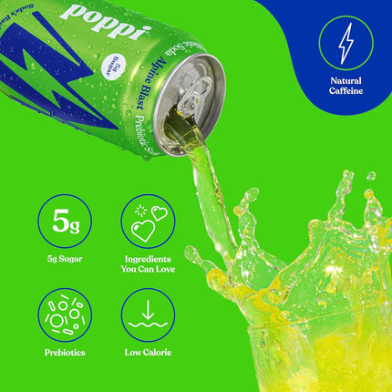 Poppi Sparkling Prebiotic Soda Beverage with Apple Cider Vinegar, Seltzer Water and Fruit Juice, Alpine Blast Flavor, 12 Fl Oz, Pack of 12, Packaging May Vary