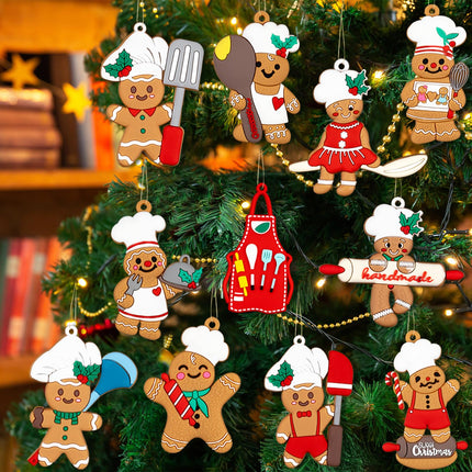 16pcs Gingerbread Man Ornaments for Christmas Tree Decorations