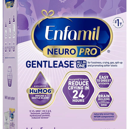 Enfamil NeuroPro Gentlease for easing Fussiness, Crying, Gas, Spit-up in 24 Hrs, Smaller Proteins for Easy Digestion, Brain Supporting DHA, Prebiotic Blend, HuMO6*, Baby Formula, Powder Refill Box, 30.4 Oz