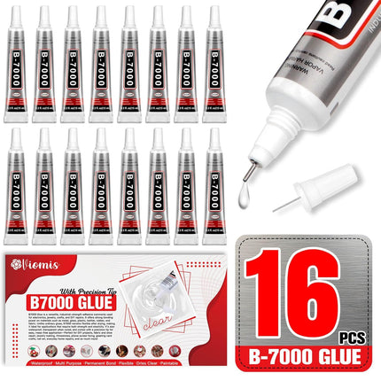 B7000 Glue 15ml/0.5 fl oz 16-Pack - High Strength, Flexible, Waterproof Adhesive for Jewelry, Electronics, Crafts and More