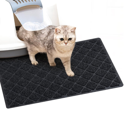 Cat Litter Box Mat,23 x 14 In,Trapping Mat Premium Durable PVC Pad,Grey