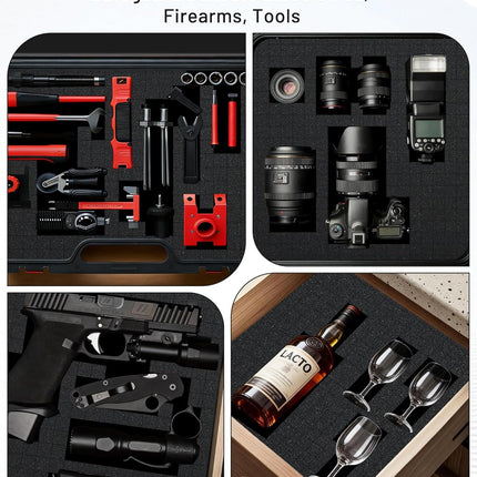 4Pcs Pick and Pluck Foam Sheets for Cases (2Pcs 16x12x2" + 2Pcs 16x12x0.4"), Tool Box foam for Toolbox, Gun Case, Camera Case, Pre-Cut Cubes for Customizable Protective Foam Insert Kit