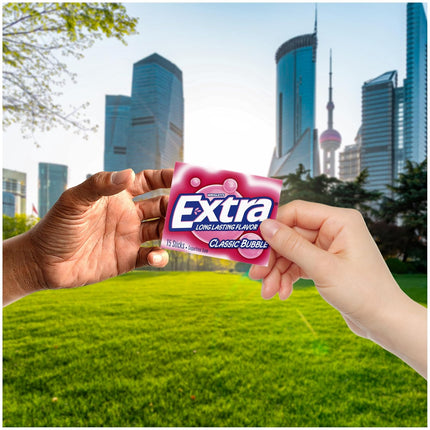 Extra Classic Bubble Gum Sugarfree Bulk, Individually Wrapped, perfect for Fresh Breath and Sharing at School, Work & Travel, 15 Ct, 10 Pack