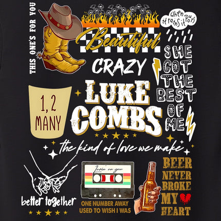 Combs Retro Music Tshirt - Country Concert Outfit, Western Party Longhorn Rodeo T Shirt, Unisex Adult Size S – 2XL