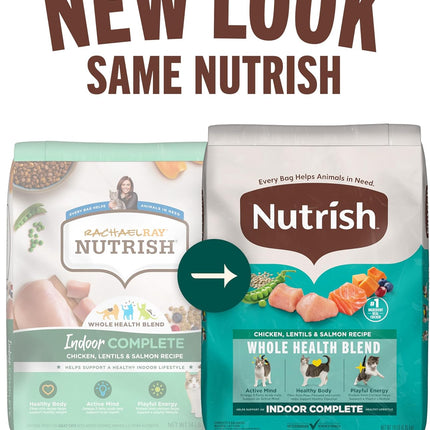 Nutrish Indoor Complete Dry Cat Food, Chicken, Lentils & Salmon Recipe (Rachael Ray), 3 lb. Bag