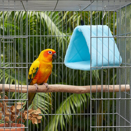 2 Pack Warm Bird Nest House, Plush Hanging Hammock & Snuggle Cave for Pet Birds, Soft Cozy Hideaway Tent Sleeping Bed for Parrot, Macaw, Budgies, Cockatiels, Conures, Lovebirds (Small, Blue & Grey)