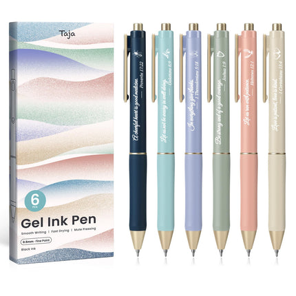 Bolígrafos de gel, 6 piezas de tinta negra de secado rápido, punta fina de 0.5mm, tonos pastel