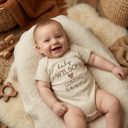 Personalized Embroidered Baby Onesies – Custom Bodysuit Gift for Pregnancy Announcement Baby Shower or First Grandchild