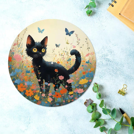 CRASPIRE Turntable Mat Record Player Mat Cat Flower 12inch Reduce Noise Record Pad Turntable Slipmat Antistatic Anti Slip Felt Platter Slip Mat Protective Mat for Home Record Players