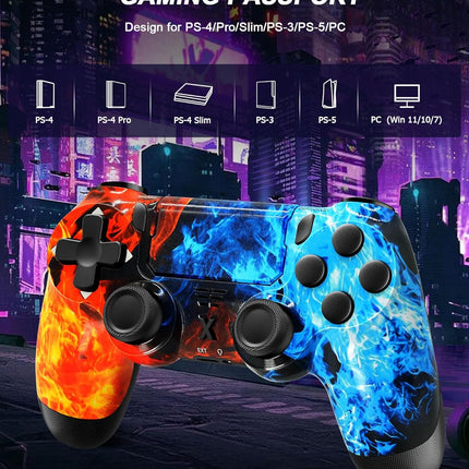 Puiseno Wireless Controller for PS-4, Dual Vibration Game Joystick/Motion Sensing/Touchpad/Speaker/3.5mm Audio Jack Headphone, Upgraded Six-Axis Sensor, Compatible with PS4/Slim/Pro Console/PC (Ice Blue)