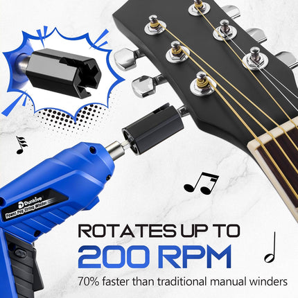 Guitar Tool Set, Rechargeable 200RPM Electric String Winder with LED, String Cutter, Action Gauge Ruler, Bridge Pin Puller, 10 Screwdriver Bits, 6 Guitar Picks & Cleaning Cloth