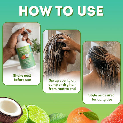 Loc Moisturizing Spray - Locsanity Grapefruit Coconut Lime Daily Hydrating Mist for Locs Dreads & Braids - Rosewater Scalp Moisturizer - 8 fl oz