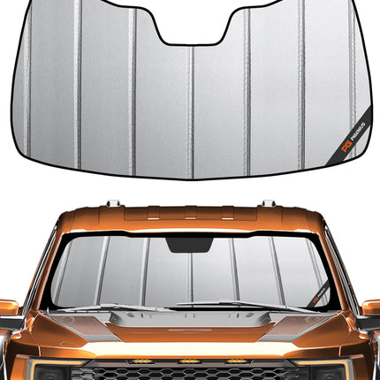 Windshield Sun Shade for Ford F150 2021-2025. Reflective Aluminum Film Front Window Sunshade B