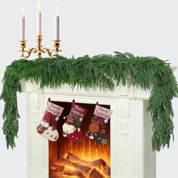 6Ft 2Pcs Artificial Norfolk Pine Garland, Real Touch Faux Greenery for Fireplace Mantel Staircase Wall, Christmas Hanging Indoor Outdoor Decor