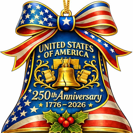 250 Anniversary USA 2D Acrylic Hanging Ornament 4x4in, Acrylic Patriotic Hanging Decor 1776–2026 American Flag Theme Celebration Ornament for Home Party Tree Decoration Gift Idea