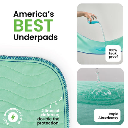 Washable Underpads, Heavy Absorbency Reusable Incontinence Pads
