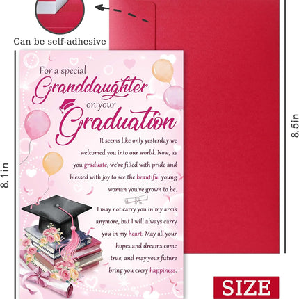 Graduation Card for Granddaughter, Heartfelt Granddaughter Graduation Card Gift from Grandma Grandpa, Proud of You Cards for Her