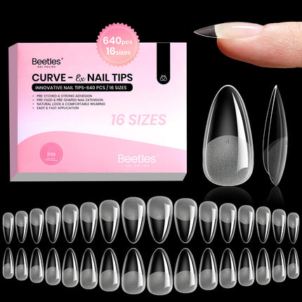 Medium Almond Nail Tips 576pcs 12 Sizes Pre-Etched Soft Gel Tips - photo 19