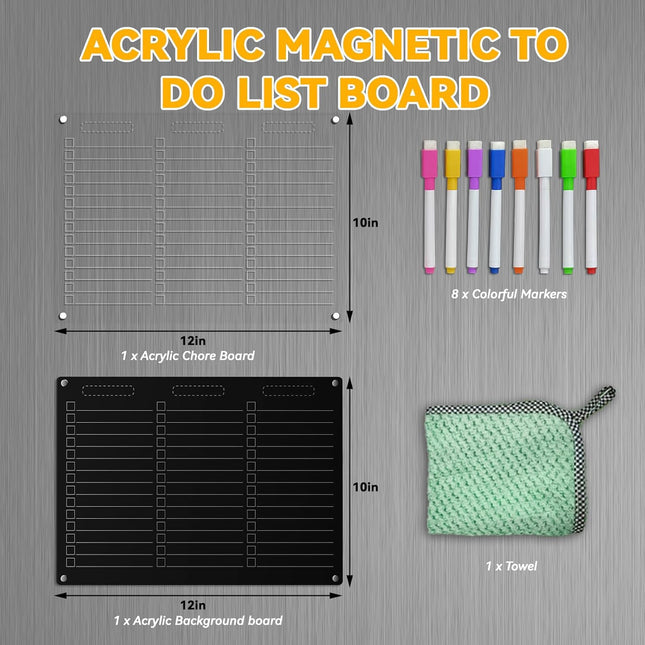 Acrylic Magnetic Dry Erase Board for Fridge - 12"x10"Magnetic