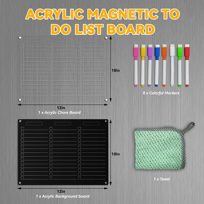 Acrylic Magnetic Dry Erase Board for Fridge - 12"x10"Magnetic - photo 2
