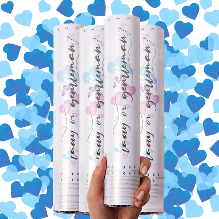 Gender Reveal Confetti Cannon, Biodegradable Blue Powder, 2 Pack
