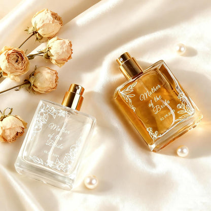 Personalized Engraving Floral Border Glass Perfume Bottle with Name, Customized Refillable Perfume Bottles for Bride Mother Women, Mini Portable Gifts for Wedding Travel Party Birthday Couples Easter