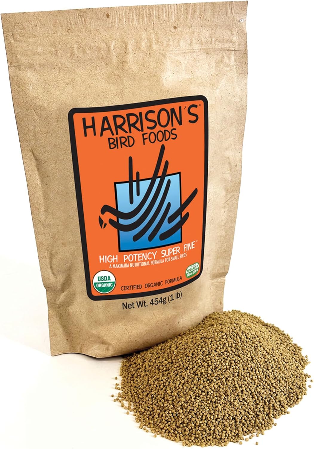 High Potency Maximum Nutritional Formula Bird Food for Small to Medium Birds, Organic Non-GMO, 1 lb