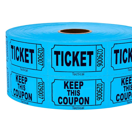 1000 Tacticai Raffle Tickets, Blue (1 of 8 Colors), Double Roll, Ticket for Events, Entry, Class Reward, Fundraiser & Prizes