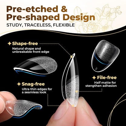 Extra Short Almond Nail Tips Full Cover 504PCS Gel Nail Tips - photo 3