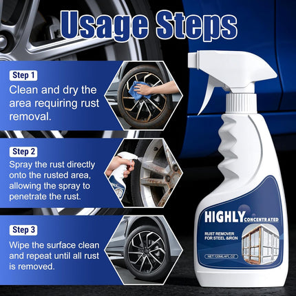 Rust Remover Spray for Metal, Powerful Rust Remover Heavy Duty Metal Cleaner, Multipurpose Rust Stain Remover for Metal,for Automotive Parts, Tools, Stainless Steel, Fast Acting Rust