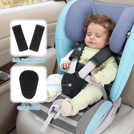 3 Pcs Car Seat Stroller Straps Pads for Baby, Newborn Soft Shoulder Strap and Crotch Covers, Universal Shoulder Straps Pads for Car Seat, Pushchair, High Chair (Black)