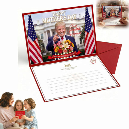 Funny Mother’s Day Greeting Card, Make Mother’s Day Great Again Gift for Mom, Wife & Grandma, Premium 5x7 Presidential Style Stationery with Red Envelope (1)
