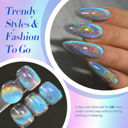 9D Cat Magnetic Eye Gel Nail Polish, Blue Purple Holographic Rainbow, 15ML - photo 4