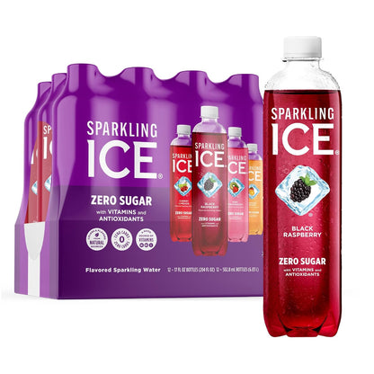Purple Variety Pack, Flavored Water, Zero Sugar, with Vitamins and Antioxidants, 17 fl oz, 12 count (Black Raspberry