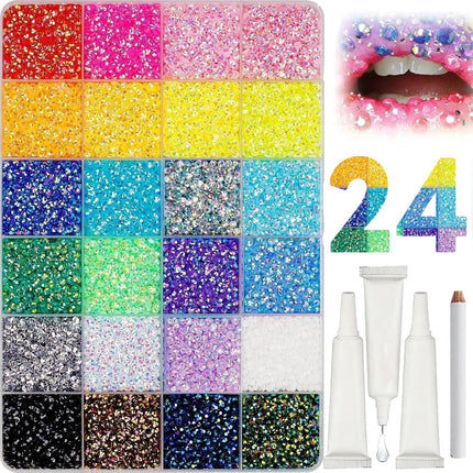 Bedazzler Kit with Rhinestones, Colorful DIY Resin Rhinestone Kit for Bedazzling, Resin Jelly Rhinestones for Bedazzling Kit for Diamond Art Bedazzled Nail Art Crafting Makeup (24000)