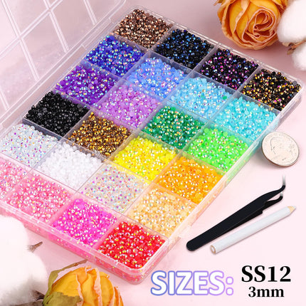 34000Pcs Resin Jelly Rhinestones for Bedazzling, Multicolor 3mm Flatback Gems for Diamond Art, Bedazzler Kit with 3Pcs 10ml B7000 Jewelry Glue for Nail Art Crafting Book Makeup