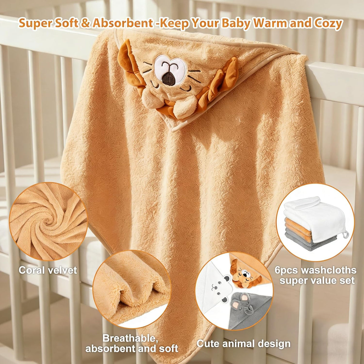 9-Piece Baby Bath Towels and Washcloths Set - photo 4
