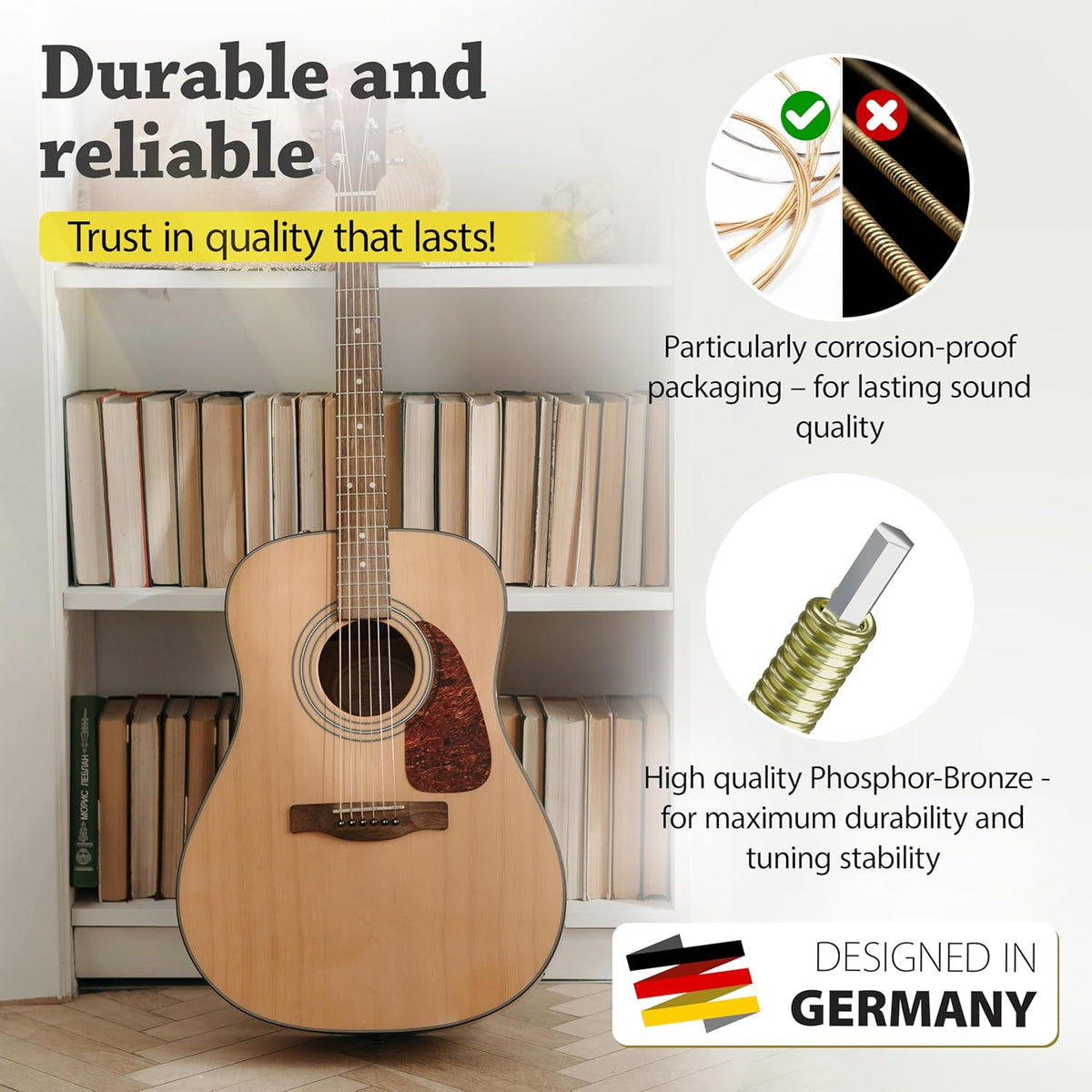 Quality Acoustic Guitar Strings - 6 String Set with Picks and Extra High E String - photo 4