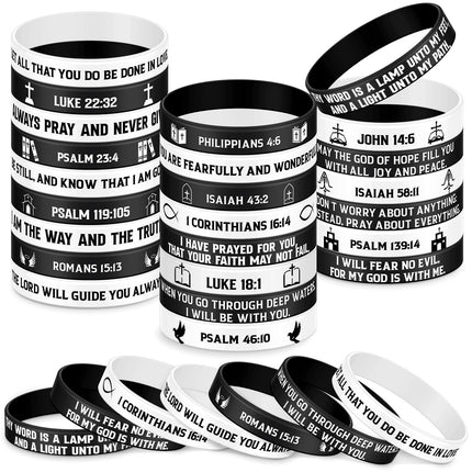 48 Pcs Bible Verse Christian Bracelets Silicone,Classic Color