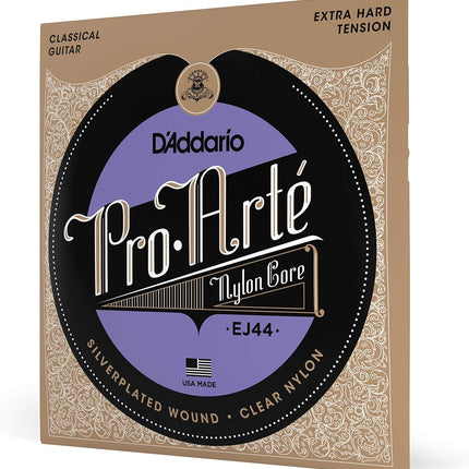 D'Addario Pro Arté Nylon Classical Guitar Strings, EJ44, Extra Hard Tension, 6-String Set, Pack of 1