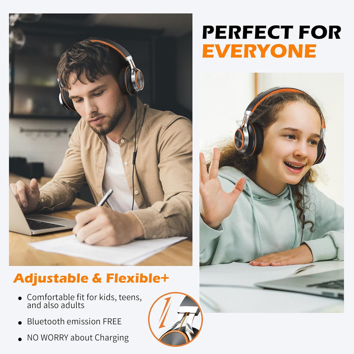 Wired On-Ear Headphones with Microphone and Volume Control - photo 2